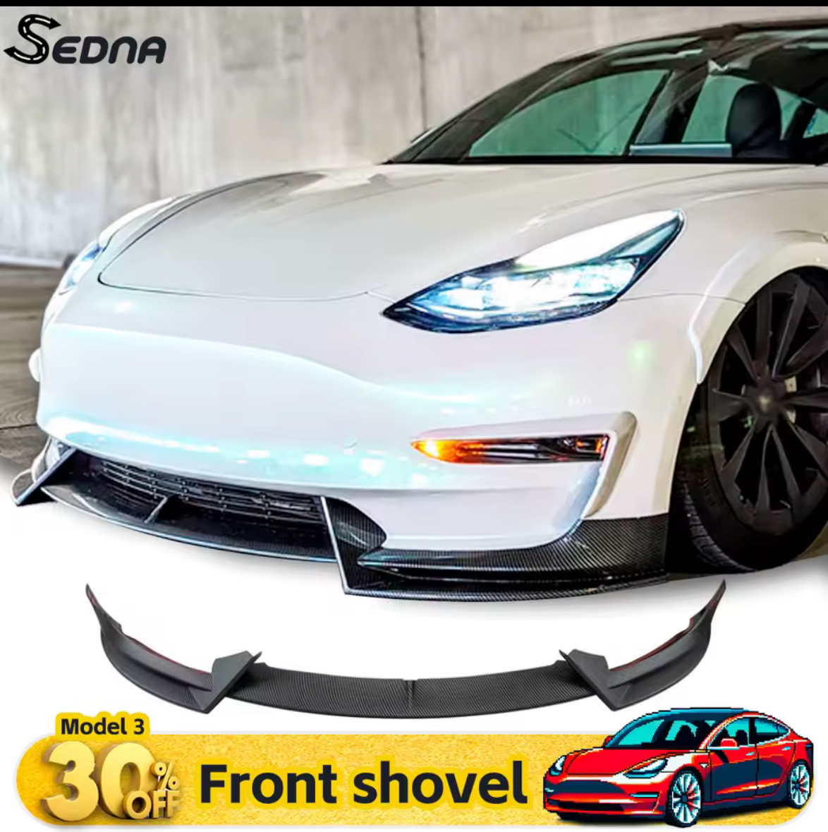 For 2017-2023 Tesla Model 3 Front Bumper Lip Chin Diffuser / front Spoiler Deflector Body Kit Tuning Accessories