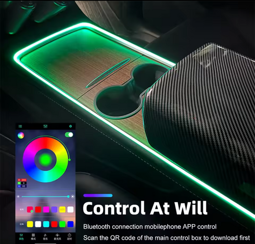 Dashboard Footwell LED Strip For 2017-2024 Interior Accessories APP Sync ForTesla Model 3 Y Center Console RGB Ambient Light
